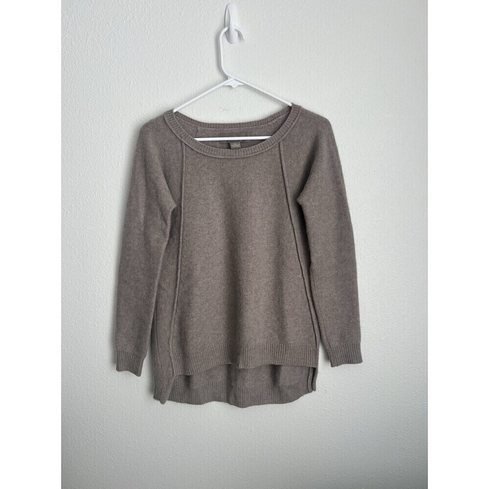 Ply Cashmere Taupe Sweater High-Low Hem Soft Knit Pullover XS Oversized Layering